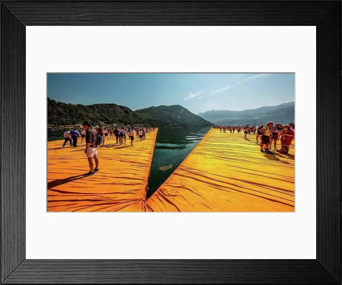 Framed Print : Lago d'Iseo, Floating piers of Christo Framed Print : Lago d'Iseo, Floating piers of Christo