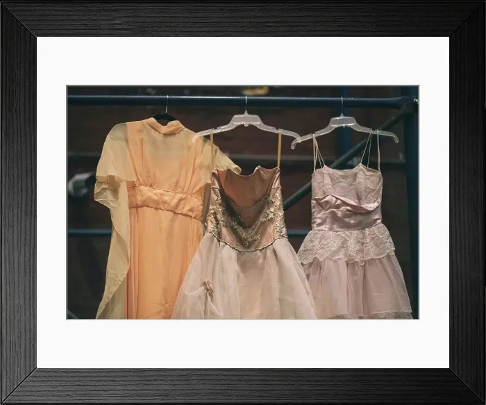 Framed Print : three old wedding dresses
