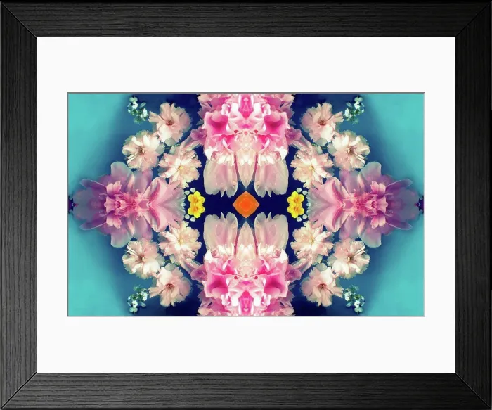 Framed Print : photographic flowers mandala
