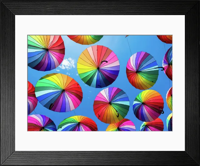 Framed Print : Rainbow umbrella colorful rainbow