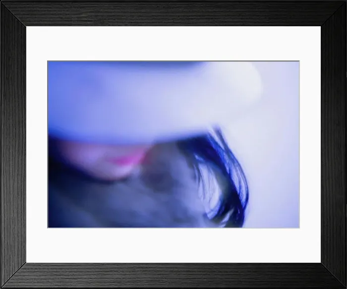Framed Print : Blurry Blue Girl Wearing Hat Framed Print : Blurry Blue Girl Wearing Hat