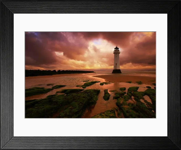 Framed Print : UK - England, Merseyside, New Brighton, Perch Rock Lighthouse at sunset Framed Print : UK - England, Merseyside, New Brighton, Perch Rock Lighthouse at sunset