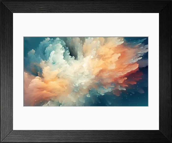 Framed Print : Colorful smoke cloud flowing in artistic abstract art background. Picturesque