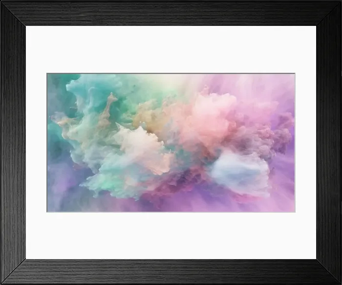 Framed Print : Colorful smoke cloud flowing in artistic abstract art background. Picturesque