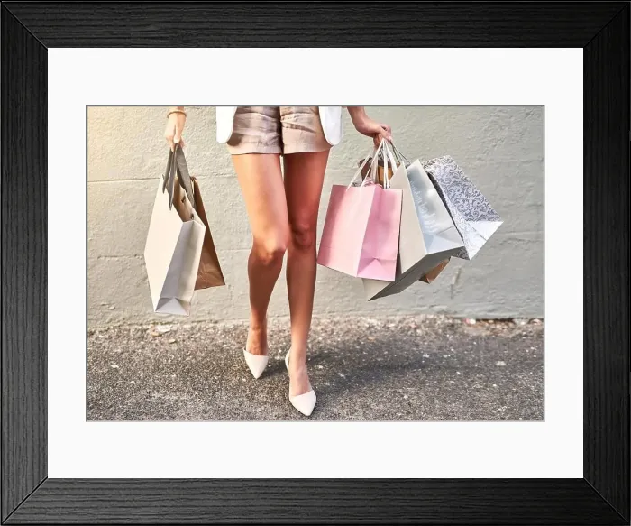 Framed Print : Shopping bags, spending spree or retail therapy for fun Framed Print : Shopping bags, spending spree or retail therapy for fun