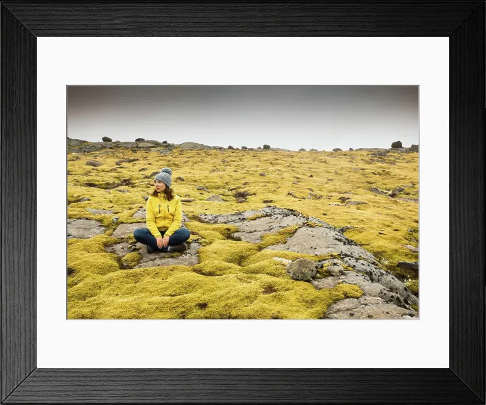 Framed Print : Woman Surrounded by Icelandic moss Framed Print : Woman Surrounded by Icelandic moss