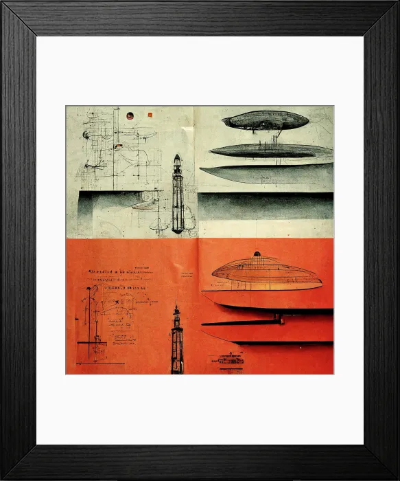 Framed Print : Science Fiction posters of space stations as mechanical drawings Framed Print : Science Fiction posters of space stations as mechanical drawings