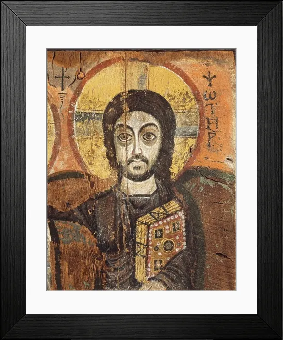 Framed Print : Christ and abbot Mena, detail: Christ, from Egypt, Bawit, tempera painting Framed Print : Christ and abbot Mena, detail: Christ, from Egypt, Bawit, tempera painting