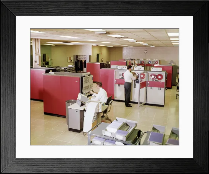 Framed Print : 1960S Two Men Computer Programmers In Ibm 3680 Mainframe Computer Room Framed Print : 1960S Two Men Computer Programmers In Ibm 3680 Mainframe Computer Room