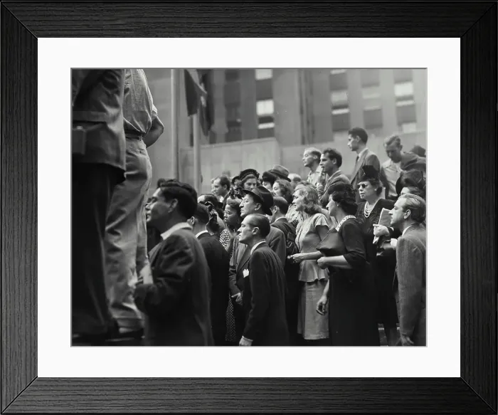 Framed Print : Large crowd of people standing outside in New York City Framed Print : Large crowd of people standing outside in New York City