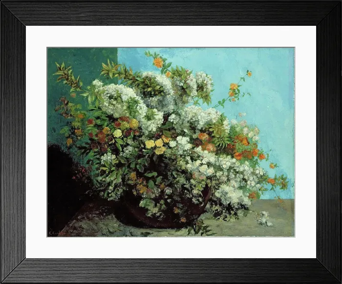 Framed Print : Flowering Branches and Flowers, Courbet, Gustave (1819-1877)