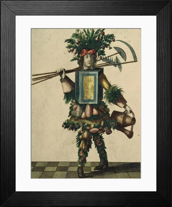 Framed Print : Habit of the Gardener (Habit de Jardinier) Bonnart (1700's - 1800's /  French) Engraving Musee Carnavalet, Paris