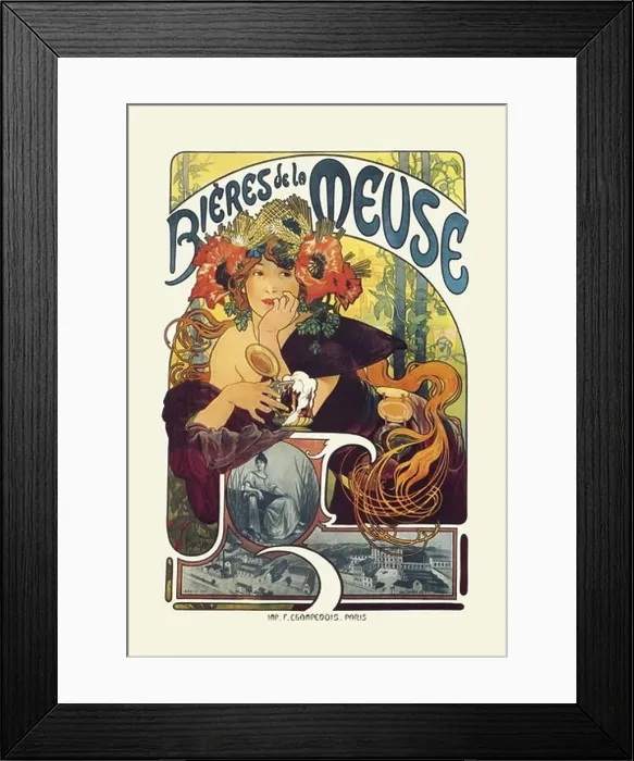 Framed Print : Bieres de le Meuse, Alphonse Mucha Framed Print : Bieres de le Meuse, Alphonse Mucha