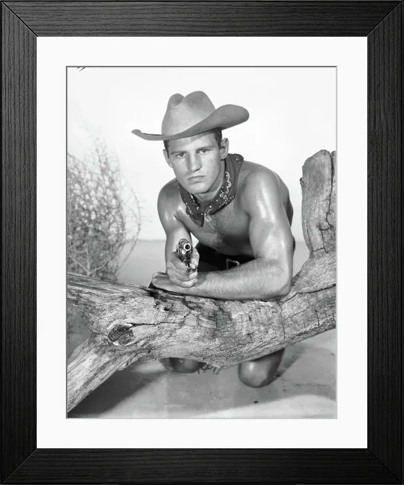 Framed Print : Jim Lassiter, Vintage Cowboy Style: Classic Mid-Modern Western Studio Pose Framed Print : Jim Lassiter, Vintage Cowboy Style: Classic Mid-Modern Western Studio Pose