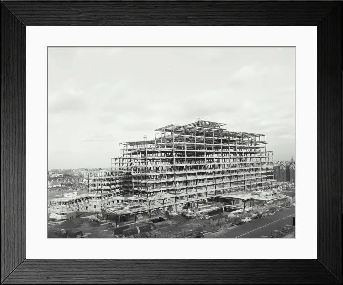 Framed Print : Vintage Photograph. Construction on Elmhurst General Hospital in Elmhurst New York Framed Print : Vintage Photograph. Construction on Elmhurst General Hospital in Elmhurst New York