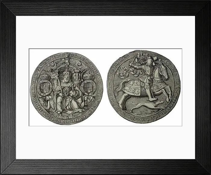 Framed Print : HENRY VIII (1491-1547) King of England from 1509 Engraving of his Great Seal