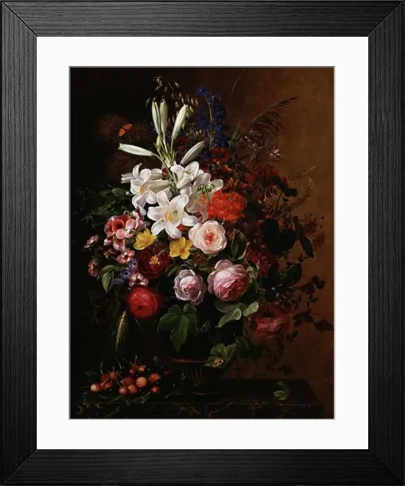 Framed Print : Lilies, Pelargonium and Roses in a Greek Vase Johan Laurentz Jensen (1800-1856 Danish) Framed Print : Lilies, Pelargonium and Roses in a Greek Vase Johan Laurentz Jensen (1800-1856 Danish)