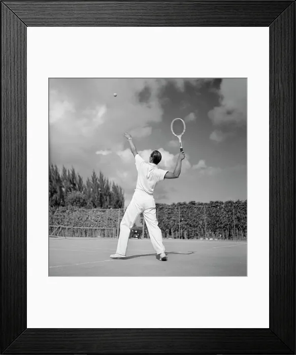 Framed Print : 1930S Back View Of Man Playing Tennis About To Hit The Ball Summer Outdoor Framed Print : 1930S Back View Of Man Playing Tennis About To Hit The Ball Summer Outdoor