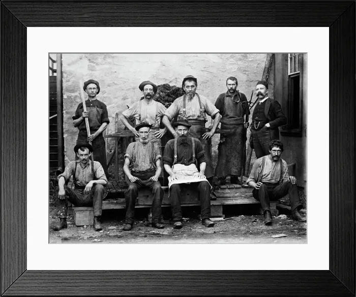 Framed Print : 1890S 1900S Group Portrait Of 9 Carpet Mill Workers Framed Print : 1890S 1900S Group Portrait Of 9 Carpet Mill Workers