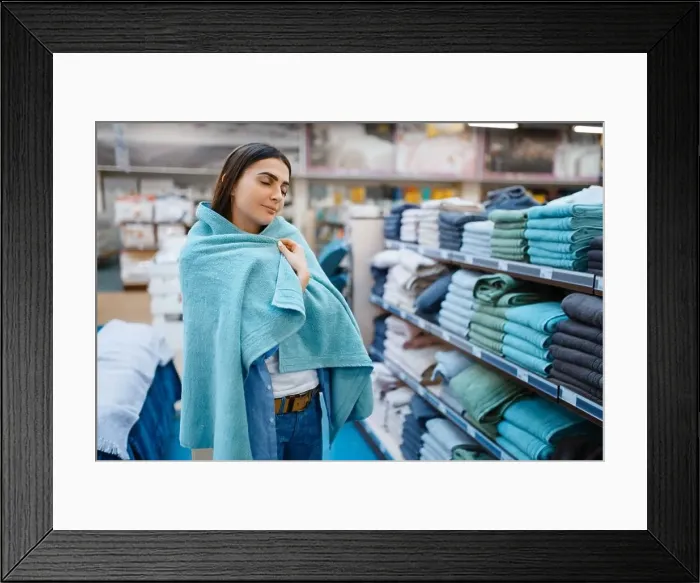 Framed Print : Young woman wrapped herself in a towel Framed Print : Young woman wrapped herself in a towel