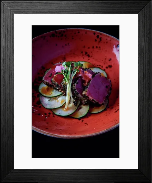 Framed Print : Hawaiian dish with cucumber and garnish Framed Print : Hawaiian dish with cucumber and garnish