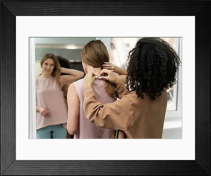 Framed Print : Personal shopper helping cutomer 6