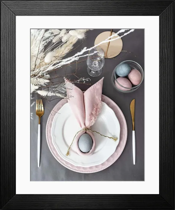 Framed Print : Setting Happy Christian Easter table Framed Print : Setting Happy Christian Easter table