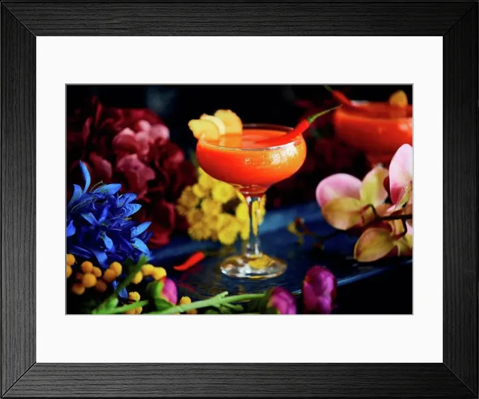 Framed Print : Cocktails spiced up with red chilli and ginger slices