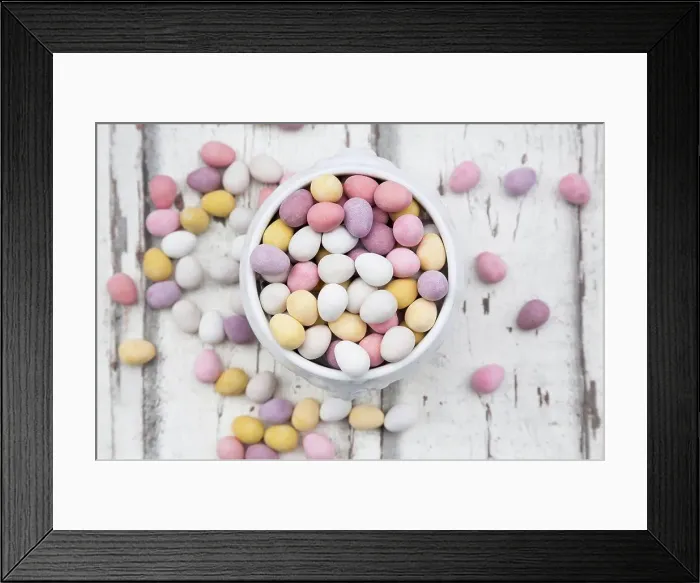 Framed Print : Chocolate Easter eggs in bowl