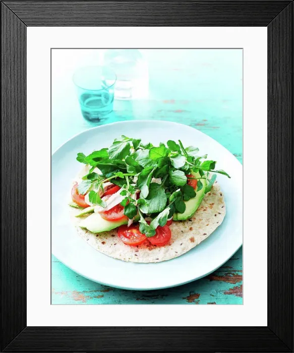 Framed Print : Chicken, avocado, watercress wrap Framed Print : Chicken, avocado, watercress wrap