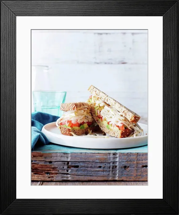 Framed Print : Crunchy cheese, avocado sandwich