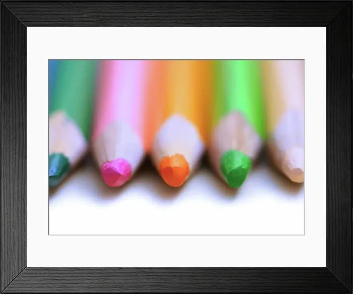Framed Print : Colorful pencils in a row. Close-up Colorful pencils in a row Framed Print : Colorful pencils in a row. Close-up Colorful pencils in a row