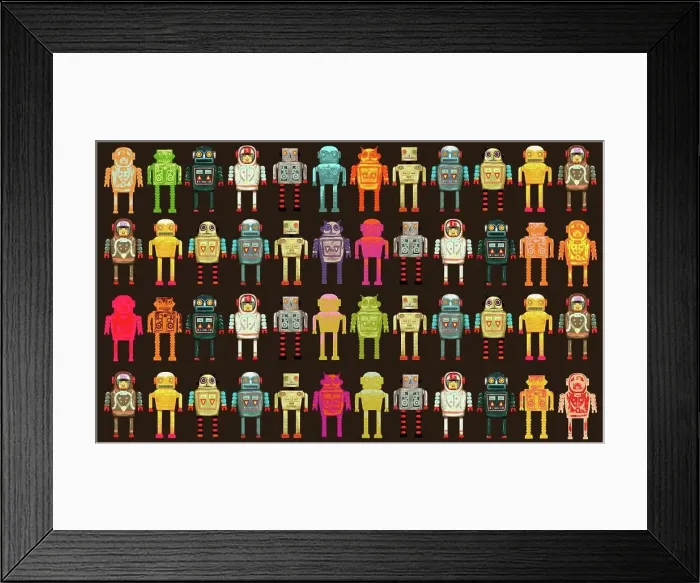 Framed Print : Pattern of variety of robots in a row Framed Print : Pattern of variety of robots in a row