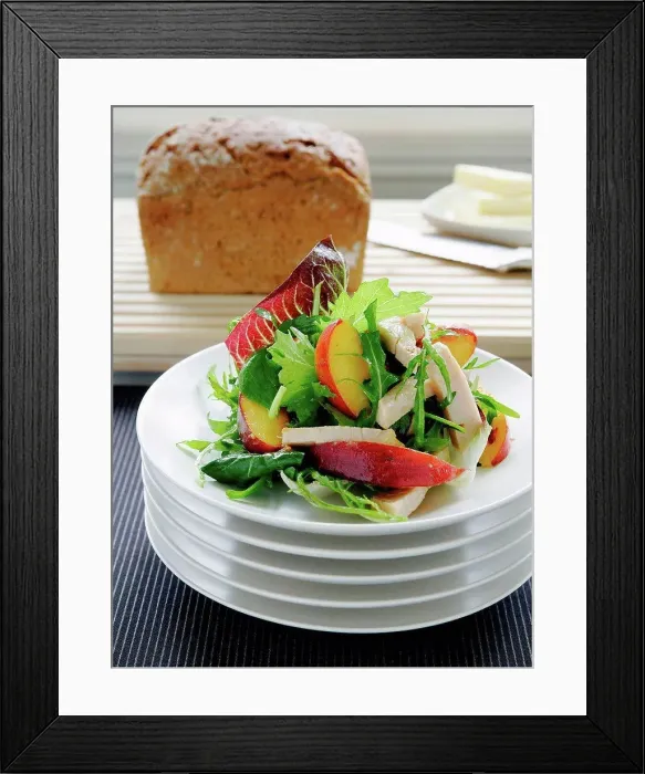 Framed Print : Plate of turkey and peach salad Framed Print : Plate of turkey and peach salad