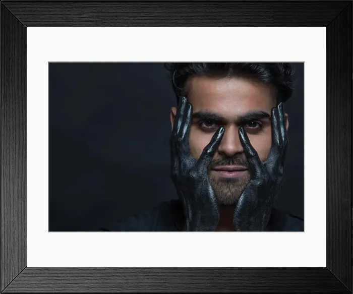 Framed Print : portrait of a man deep in depression