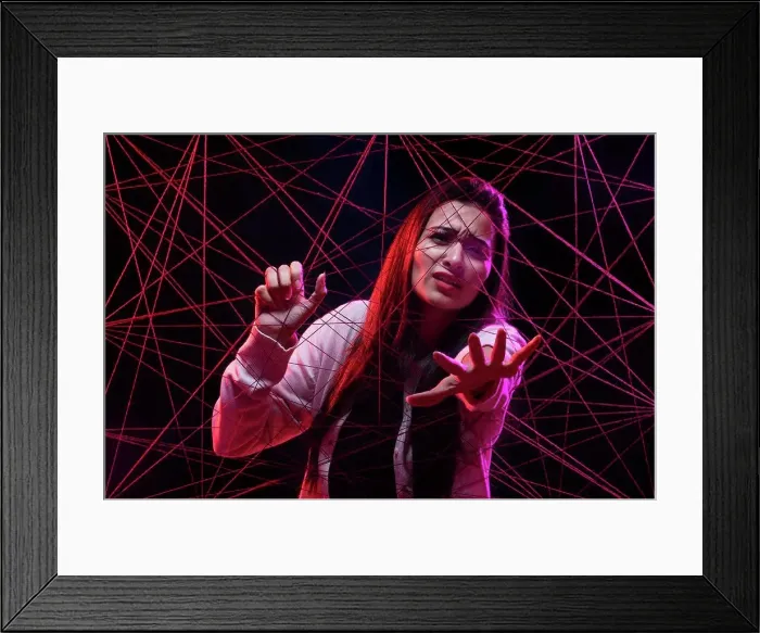 Framed Print : girl trapped in a state of inner turmoil asking for help Framed Print : girl trapped in a state of inner turmoil asking for help