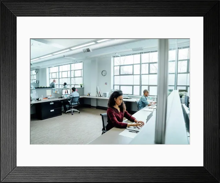 Framed Print : Business people working in busy office Framed Print : Business people working in busy office