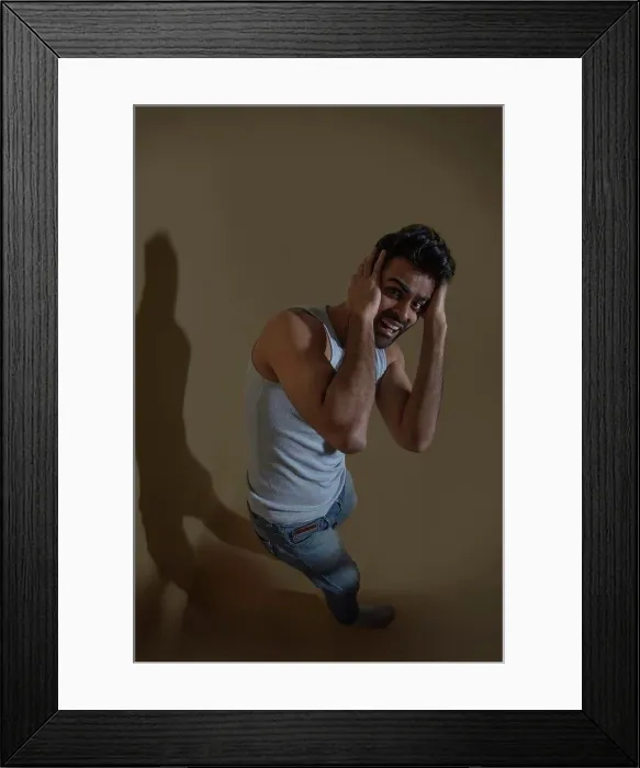Framed Print : frightened young man Framed Print : frightened young man