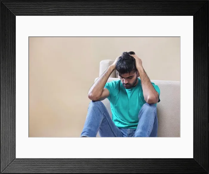 Framed Print : A man in stress