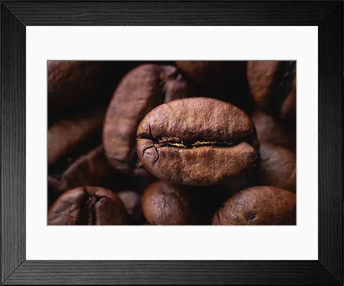 Framed Print : Extreme macro Coffee beans close up for background in shallow depth of field. macro photography Framed Print : Extreme macro Coffee beans close up for background in shallow depth of field. macro photography