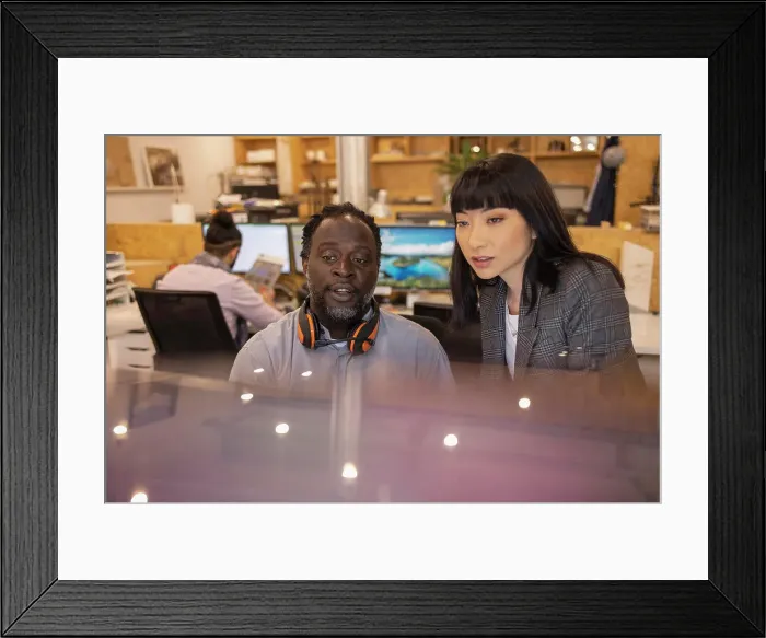 Framed Print : Business people working together in office