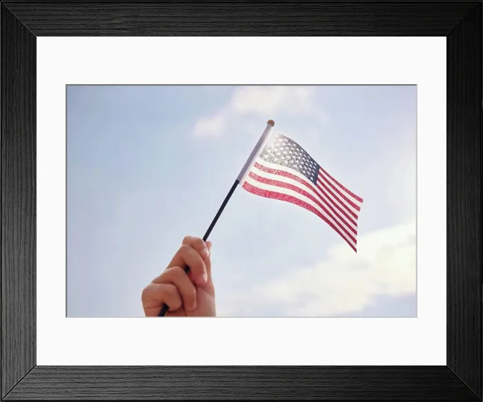 Framed Print : Hand holding American Flag Framed Print : Hand holding American Flag