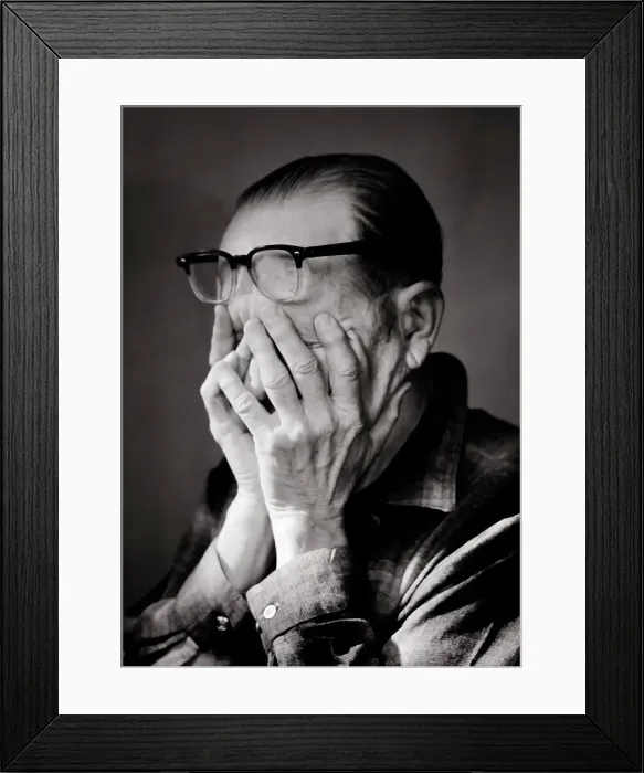 Framed Print : 1970s PORTRAIT MATURE MAN HANDS COVERING FACE EYEGLASSES PUSHED UP ONTO FOREHEAD OVERWHELMED TIRED EXHAUSTED DEPRESSED