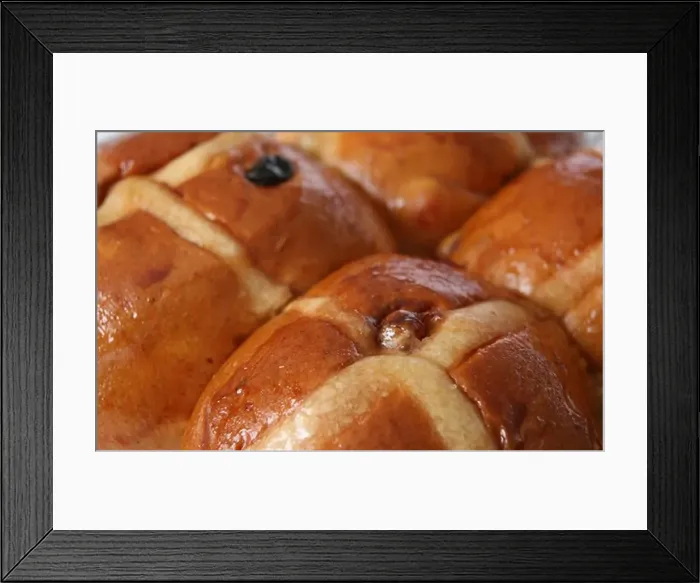 Framed Print : Extreme close-up on hot cross buns Framed Print : Extreme close-up on hot cross buns