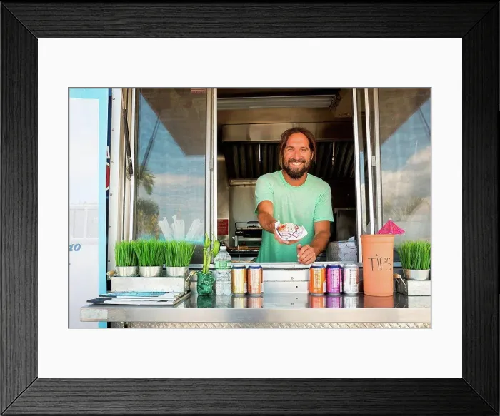 Framed Print : Portrait of man in fast food trailer Framed Print : Portrait of man in fast food trailer