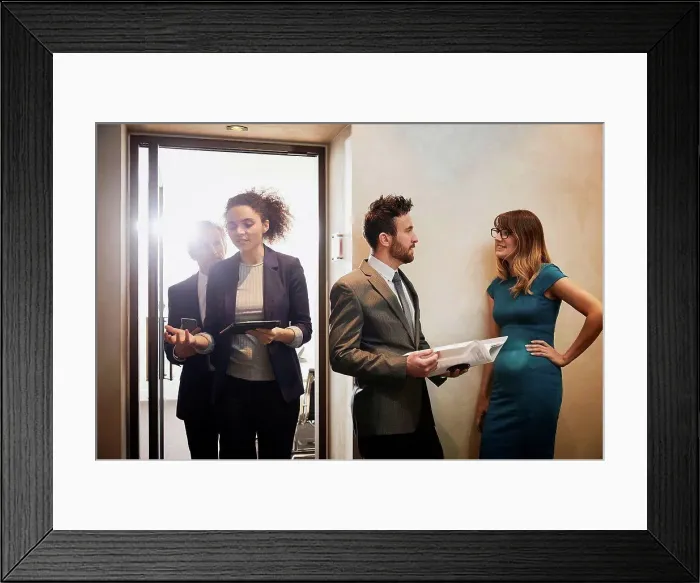 Framed Print : Business team leaving office meeting Framed Print : Business team leaving office meeting