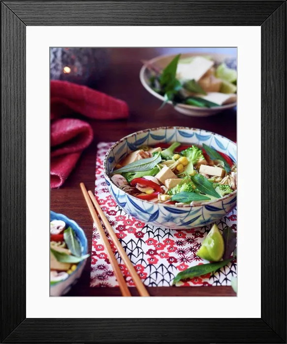 Framed Print : Still life of hu tieu mi di, ingredients for vietnamese meal