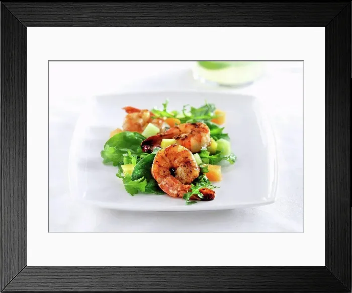 Framed Print : Shrimp salad on white plate Framed Print : Shrimp salad on white plate