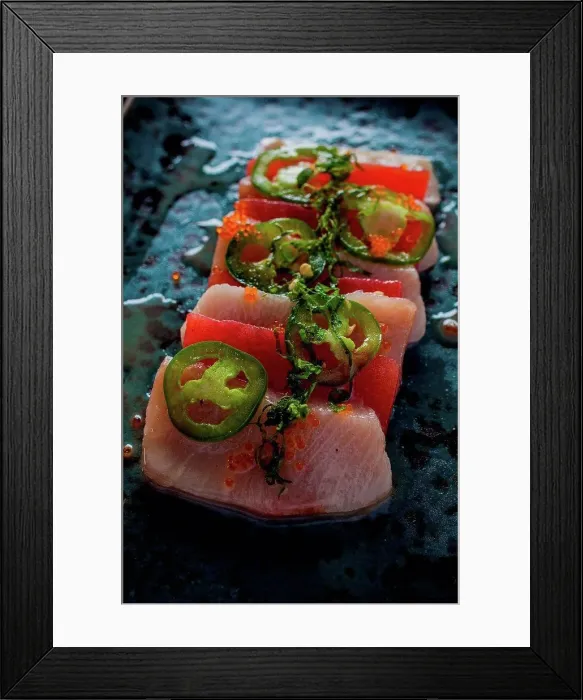 Framed Print : Hawaiian dish with green chilli and garnish