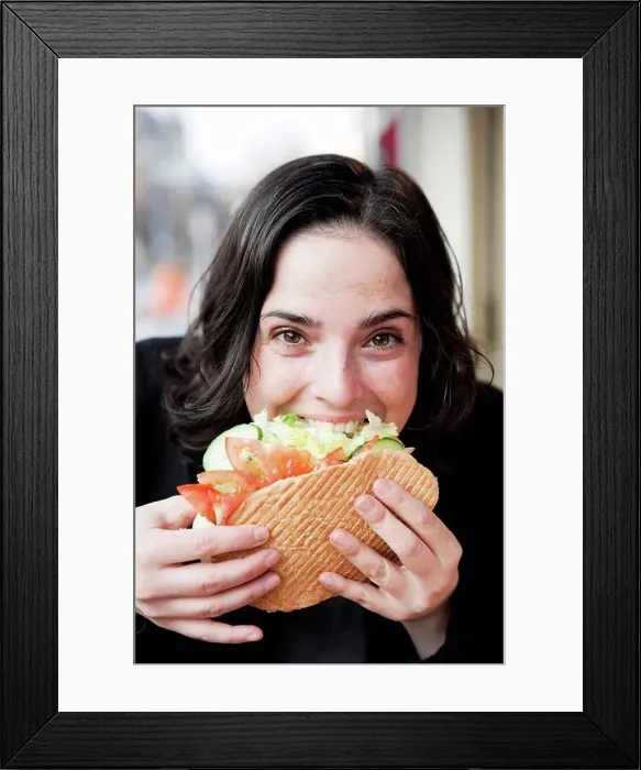 Framed Print : Woman Eating Sandwich Framed Print : Woman Eating Sandwich